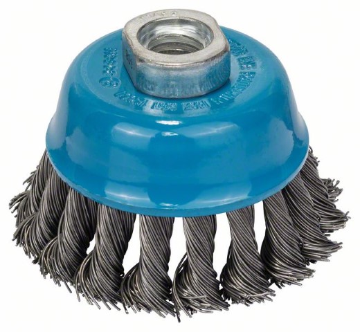 CUP BRUSHES - KNOTTED WIRE75 MM 0.5 MM THICK WIRE - THREAD M14